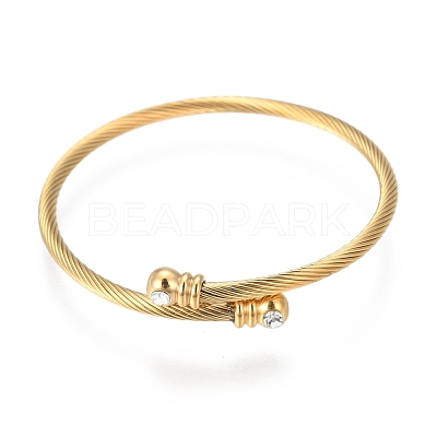 Trendy 304 Stainless Steel Torque Bangles & Rings Sets SJEW-H073-13A-1