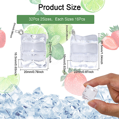 32Pcs 2 Style Transparent Acrylic Pendants TACR-CA0001-17-1