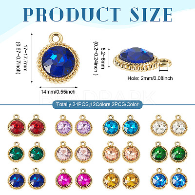24Pcs 12 Colors K5 Glass Pendants FIND-TA0007-92KCG-1