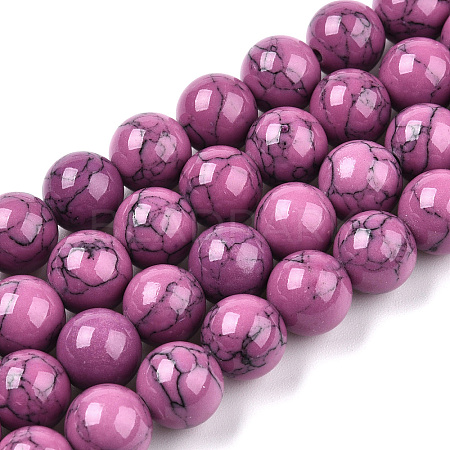 Dyed Synthetic Turquoise Gemstone Bead Strands TURQ-R032-8mm-XSS15-1