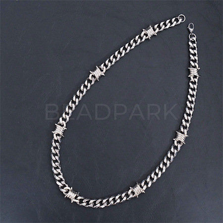 304 Stainless Steel & Zinc Alloy Thorned Cuban Link Chain Necklaces for Men FS-WGE9529-03-1