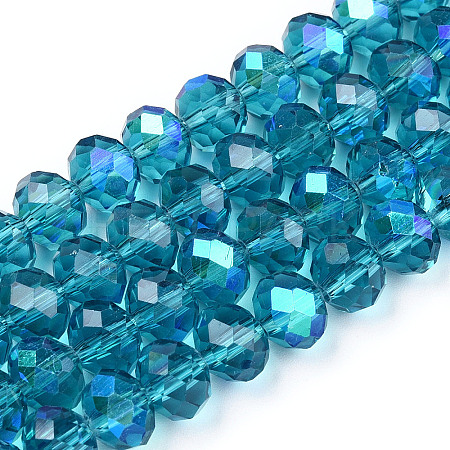 Electroplate Glass Beads Strands X-EGLA-A034-T4mm-L25-1