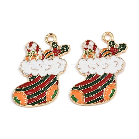 Christmas Theme Alloy Enamel Pendants ENAM-C031-01G-03-1