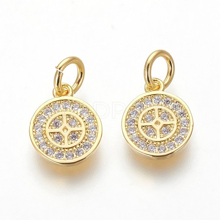 Brass Micro Pave Cubic Zirconia Charms ZIRC-J021-18G-RS-1