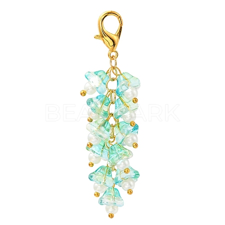 Trumpet Flower Glass Pendant Decorations HJEW-YW0001-02A-1