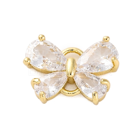 Brass Clear Cubic Zirconia Connector Charms/Links LS-FIND-L019-07G-04-1