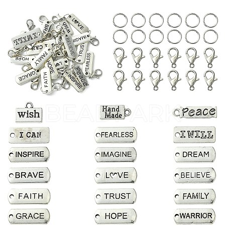 DIY Inspirational Word Tibetan Style Alloy Pendants Keychain Making Kits DIY-YW0008-81-1