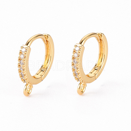 Brass Micro Pave Clear Cubic Zirconia Hoop Earring Findings ZIRC-S068-009B-NF-1