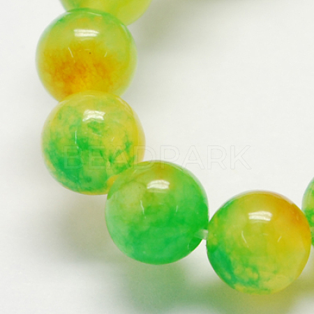 Two Tone Natural White Jade Bead Strands G-R165-8mm-01-1