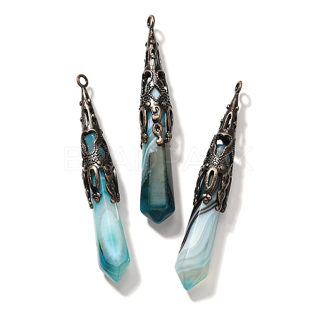 Natural Banded Agate(Dyed & Heated) Pointed Big Pendants G-P560-02R-19-1