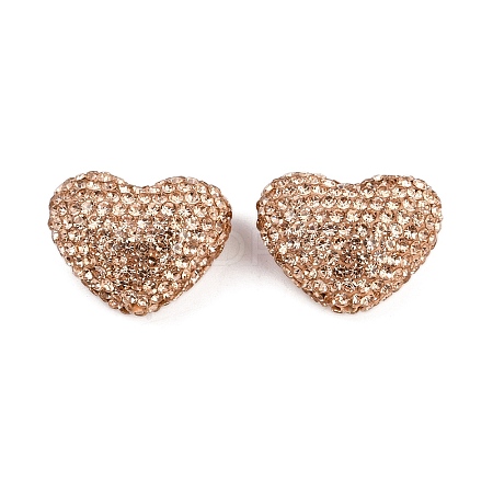 Heart Shaped Polymer Clay Rhinestone Beads CLAY-NH0002-02F-1