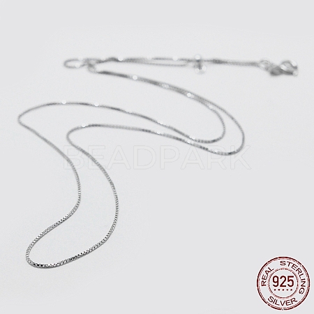 Rhodium Plated 925 Sterling Silver Box Chain Necklaces STER-F039-40cm-13P-1