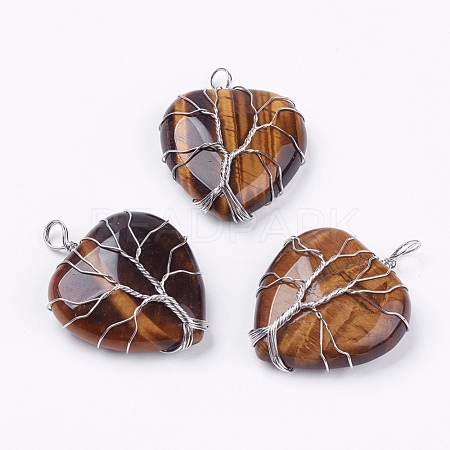 Natural Tiger Eye Pendants G-G713-F10-1