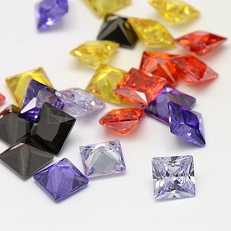 20PCS Mixed Grade A Square Shaped Cubic Zirconia Pointed Back Cabochons X-ZIRC-M004-5x5mm-1