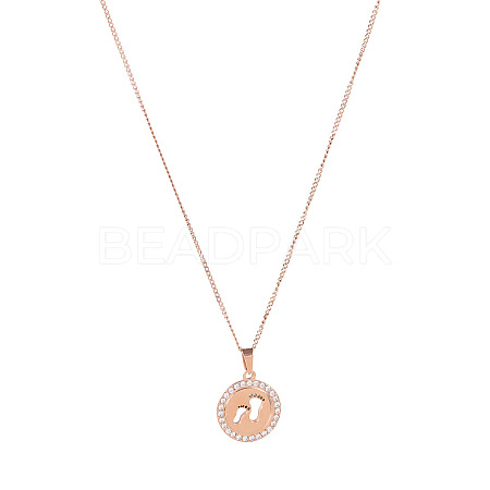 Round with Rhinestone and Footprint Pendant Necklaces RV0374-2-1