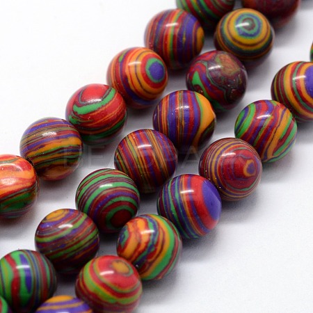 Synthetic Malachite Beads Strands G-I199-32-4mm-C-1