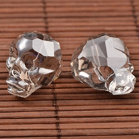 Faceted Skull Electroplate Glass Beads EGLA-M018-01-1