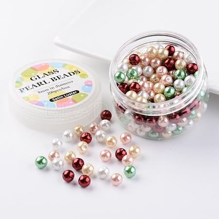 Glass Pearl Bead Sets HY-JP0001-03-E-1