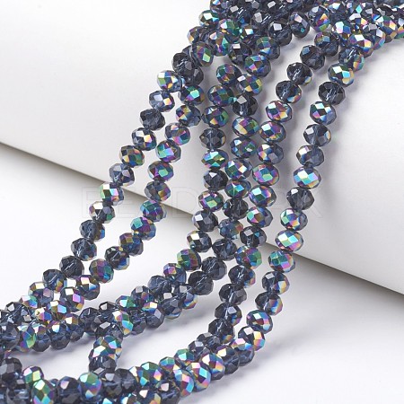 Electroplate Transparent Glass Beads Strands EGLA-A034-T8mm-Q11-1