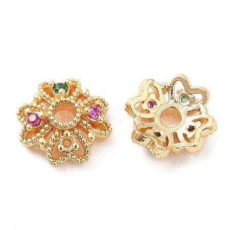 Brass Micro Pave Colorful Cubic Zirconia Bead Caps KK-F860-77G-1