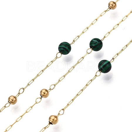 Handmade Malachite Beads Chains CHS-T006-22G-1