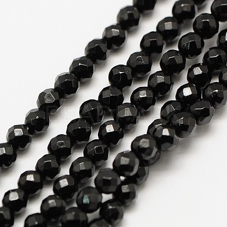 Natural Black Spinel Bead Strands X-G-A129-3mm-34-1