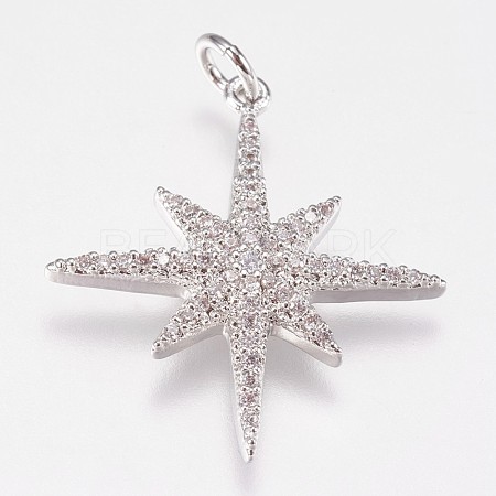Brass Micro Pave Cubic Zirconia Pendants X-ZIRC-E145-52P-1