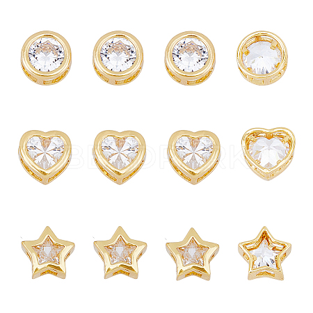 12Pcs 3 Style Brass Cubic Zirconia Multi-Strand Links KK-FH0005-09-1