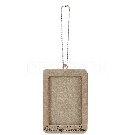 Rectangle with Word Drive Safely I Love You Wood Hanging Photo Frame HJEW-SP0001-19C-1
