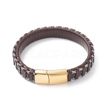 Leather Braided Cord Bracelets BJEW-E345-15C-G-1