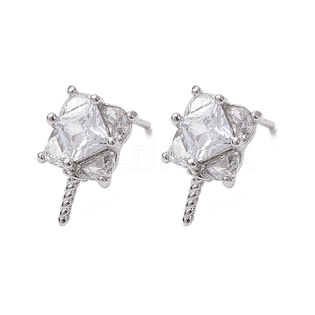 Brass Micro Pave Cubic Zirconia Studs Earrings Fiinding KK-K360-29P-1