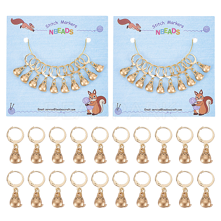 Alloy Cat Charm Locking Stitch Markers HJEW-PH01717-1