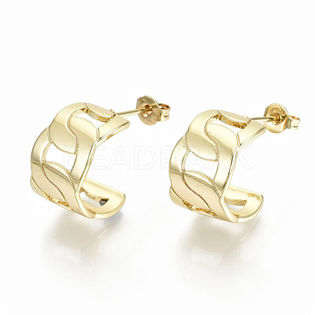 Brass Half Hoop Earrings EJEW-S208-121-NF-1