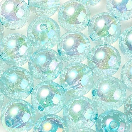 UV Plating Transparent Rainbow Iridescent Acrylic Beads LS-TACR-D010-07D-1