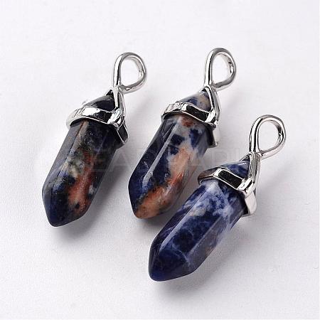 Bullet Natural Sodalite Pointed Pendants G-E332-A04-1