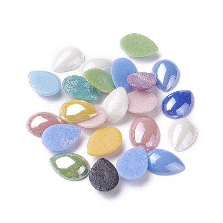 Pearlized Plated Opaque Glass Cabochons X-PORC-S778-13x18-M-1