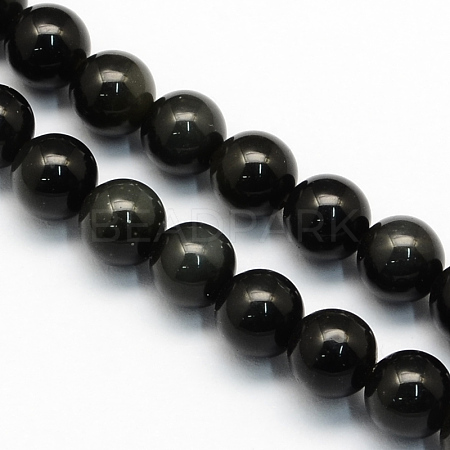 Natural Obsidian Round Beads Strands G-S156-6mm-1