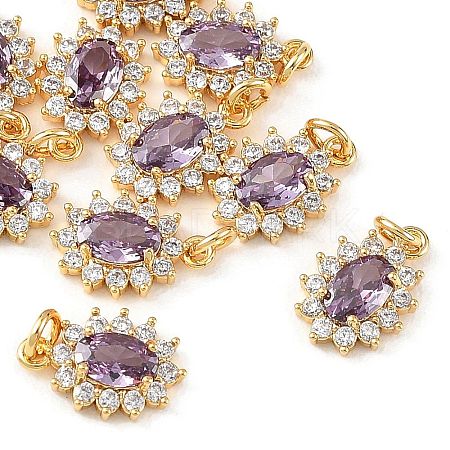 SHEGRACE Brass Micro Pave Cubic Zirconia Pendants XGRQ2O119-446E-G-1