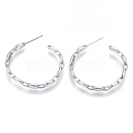 Brass Half Hoop Earrings KK-N232-115P-NF-1