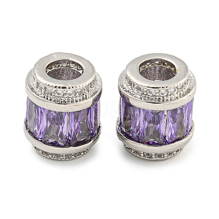 Rack Plating Brass Micro Pave Cubic Zirconia European Beads KK-F089-31P-04-1