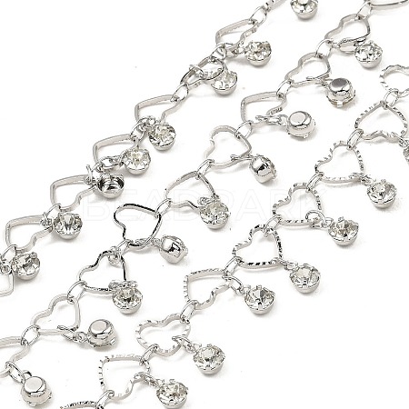 Rack Plating Brass Heart Link Chains CHC-A007-14P-1