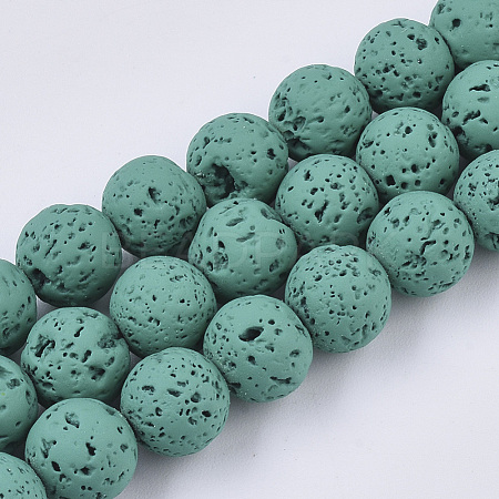 Spray Painted Natural Lava Rock Beads Strands G-N0324-B-03-1
