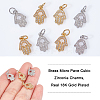  12Pcs 2 Colors Brass Micro Pave Clear Cubic Zirconia Charms ZIRC-NB0001-77-3