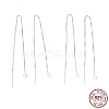 Rhodium Plated 925 Sterling Silver Ear Thread STER-P047-10P-1