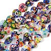 Handmade Millefiori Glass Heart Bead Strands LK-P017-14-1