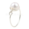 Natural Pearl Braided Bead Finger Ring RJEW-JR00586-02-1