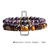 Men's Double-layered Tiger Eye Stone Beaded Bracelet Set - Natural Gemstone Jewelry ST7621625-1
