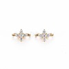 Brass Micro Pave Clear Cubic Zirconia Connector Charms X-KK-S356-714-1