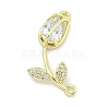 Rack Plating Brass Micro Pave Clear Cubic Zirconia Flower Connertor Charms KK-Z043-03C-1
