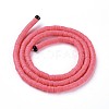 Flat Round Handmade Polymer Clay Bead Spacers CLAY-R067-4.0mm-25-2